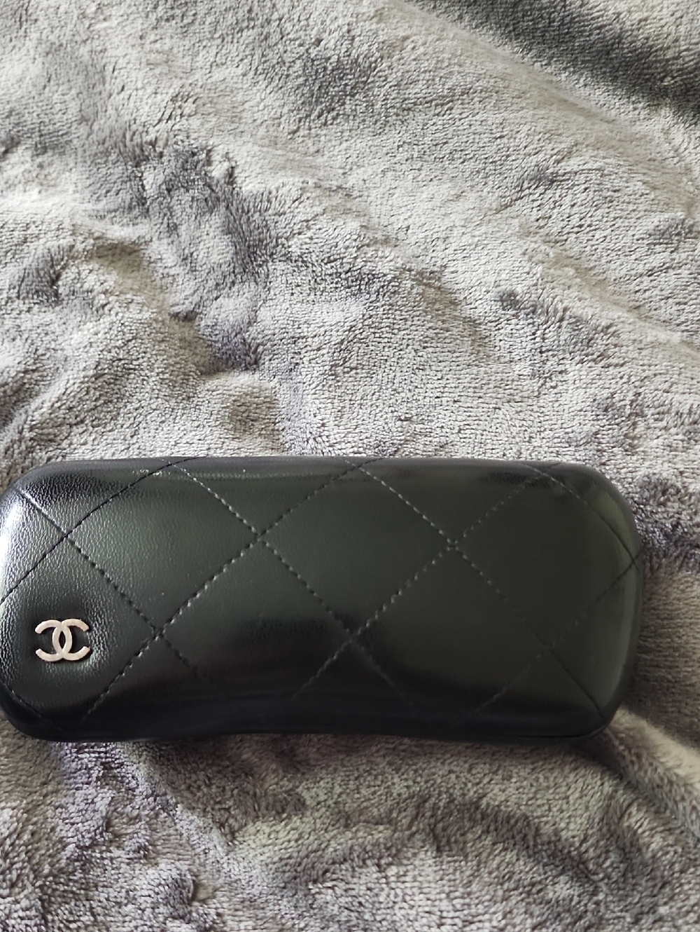 CHANEL Black Quilted Eyeglass Case with CC Logo